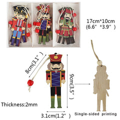 Christmas Tree Ornaments Nutcracker Soldier Hanging Ornaments Merry Christmas Tree Wood Ornaments Craft Supplies