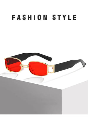 New Fashion Square Sunglasses Luxury Small Frame Sun Glasses Rectangle Metal Mirror Shades