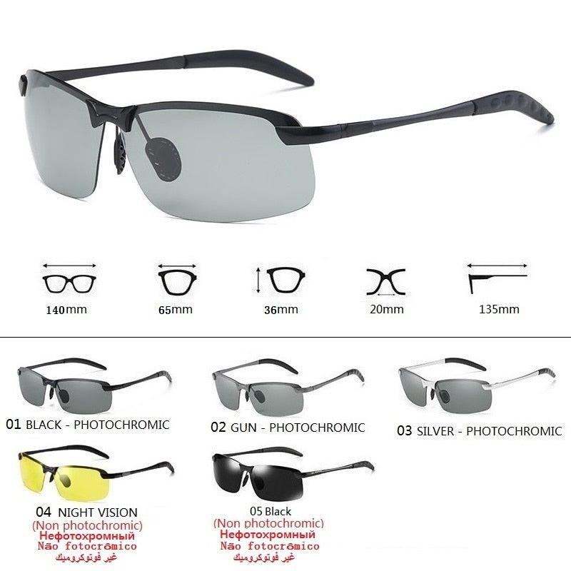 Transition Photochromic Sunglasses For Men Polarized Driving Glasses Change Color Sun Glasses Day & Night Vision Eyewear
