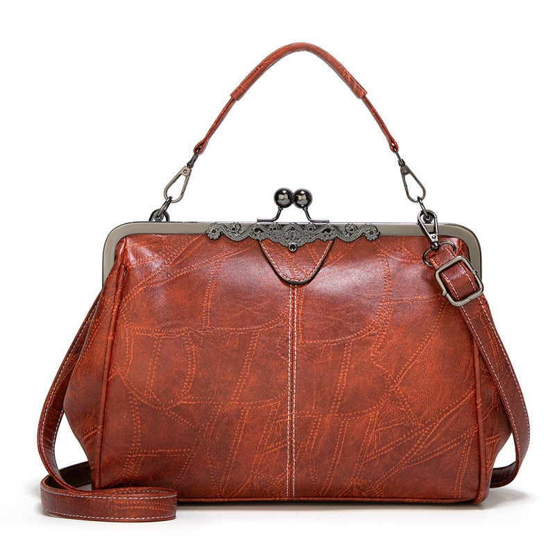 Faux Leather Ball Clasp Clutch Women Retro Shoulder Bag Elegant Evening Party Fashion Handbag