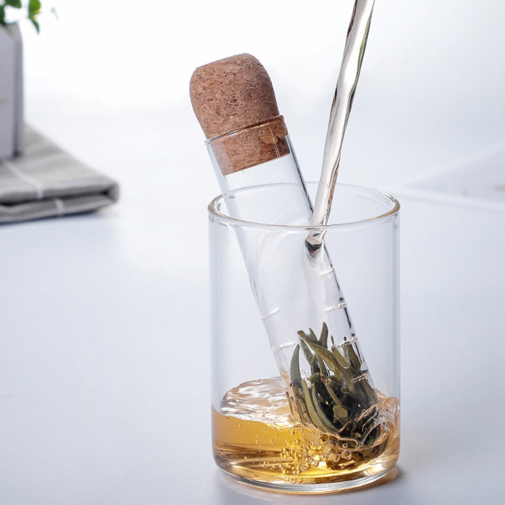 Tea Infuser Hand Made Glass Tea Filter Test Tube Clear High Borosilicate Lead Free Glass Tea Filter Strainer for Loose Leaf Tea