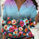 Women's Casual Long-Sleeved Shirt Floral Print Blouse