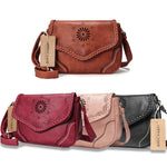 Shoulder Bag Vintage PU Leather Crossbody Bag Hollow Out Satchel Bag Brown Retro Handbag