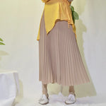 Vintage Pleated Midi Long Skirt For Women High Waist Chiffon Skirts