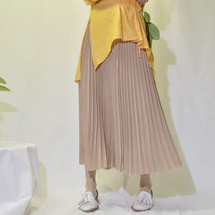 Vintage Pleated Midi Long Skirt For Women High Waist Chiffon Skirts