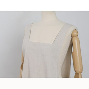 Ladies Plus Size Cotton Linen Sleeveless Robe Dress w/ Pockets