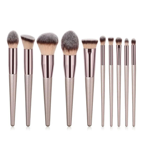 Makeup Brush Set Champagne Cosmetic Foundation Powder Blush Eyeshadow Blending Beauty Accessory Tool