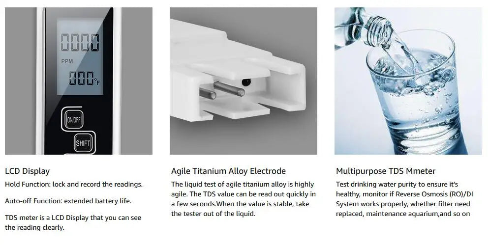 4-in-1 Digital Water Quality Tester TDS EC Meter, Range 0 to 9990 Multifunctional Water Purity Temperature TEMP PPM Tester