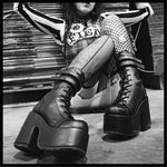 Women's Platform Chunky High Heels Boots Shiny Gothic Platform Boots