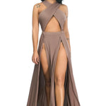 Cut-Out Maxi Dress apricot