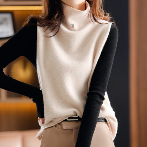 Cashmere Vest Women 100% Wool Knitted Loose Sleeveless Pullover Sweater Autumn Winter Fashion