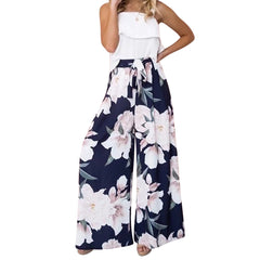 Women's Casual Loose Y2K Pants Floral Print Palazzo Baggy Pants High Waist Lace Up Wide Leg Boho Trousers
