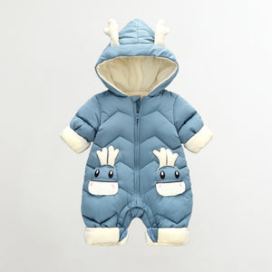 Newborn Baby Winter Snowsuit Velvet Thick Baby Jumpsuit 0-2 Years  Hooded Deer Ears Romper