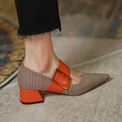 New Design Women's Pumps Medium Heels Pointed Toe Shoes