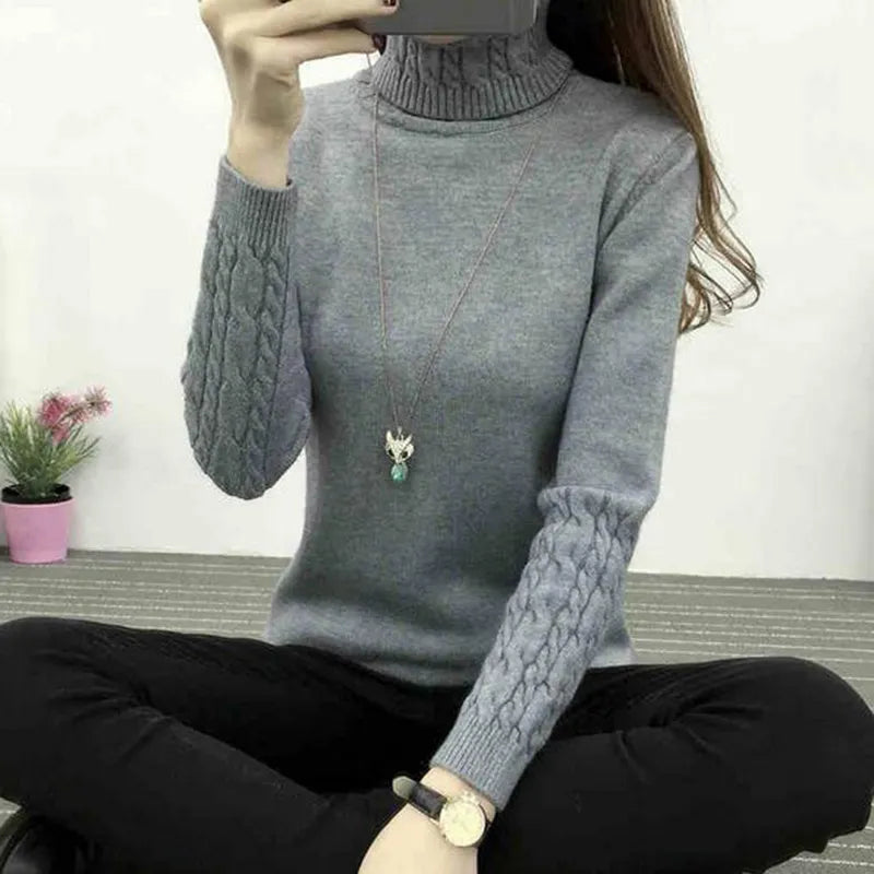 Thick Warm Women's Turtleneck Sweater Knit Long Sleeve Pullover