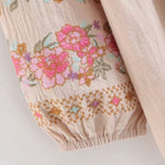 Floral Embroidery Linen Cotton Blouse