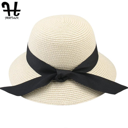 Panama Sun Hat for Women Summer Hat UV Protection Floppy Beach Straw Hat Wide Brim Travel Sun Cap