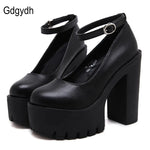 Women's Chunky High Chunky Heel Platform Shoes Round Toe Mary Jane Shoes