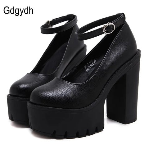 Chunky Chunky Heel Platform Women's Shoes Round Toe Mary Jane Shoes