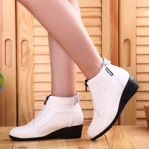 Ankle Boots Women Winter Snow Wedge Heel Warm Comfortable Casual Cold Weather Shoes