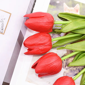 10-Pack Artificial Tulip Flowers Look Real Touch Artificial Bouquet Fake Flowers for Weddings, Decoration Home Garden Decor