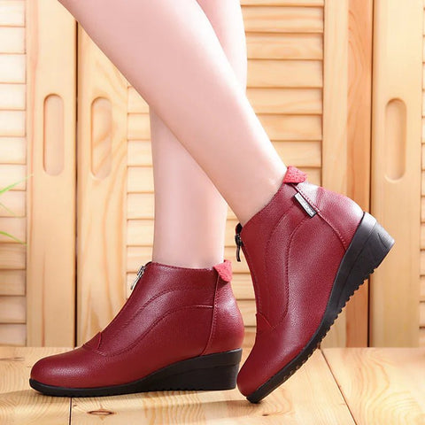 Ankle Boots Women Winter Snow Wedge Heel Warm Comfortable Casual Cold Weather Shoes