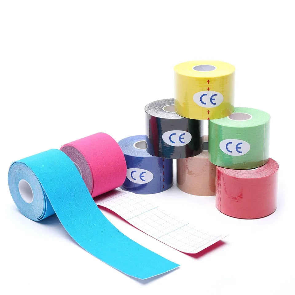 1xRoll Muscle Tape Bandage Sports Kinesiology Tape Roll Cotton Elastic Adhesive For Muscle Strains Injury Kinesiology Sticker Tape