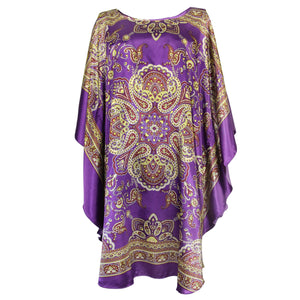 Women's Plus Size Silk Rayon Robe Bath Gown Nightgown Satin Casual Home Dress Printed Loose  Nightwear Bathrobe