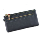 PU Leather Long Matte Wallet Vintage Solid Coin Purse Luxury Double Zipper Clutch Bag ID Credit Card Holder Wallet