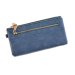 PU Leather Long Matte Wallet Vintage Solid Coin Purse Luxury Double Zipper Clutch Bag ID Credit Card Holder Wallet