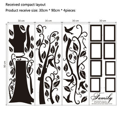 Large 250x180cm/99x71 inch Black 3D DIY Photo Tree PVC Wall Decals/Adhesive Family Wall Stickers Mural Art Home Decor