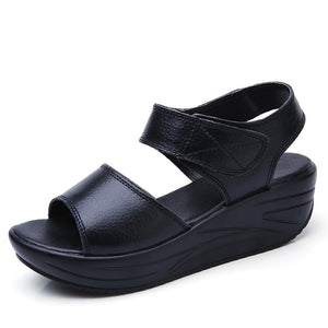 Women's Genuine Leather Sandals Platform Wedges Casual Summer Shoes