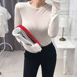 Sexy Thin Knit Sweater for Women Long Sleeve T-Shirt Slim Minimalist Stretchy Blouse Pullover Top