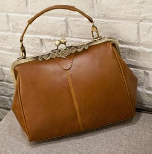 Faux Leather Clutch-Leather Ball Clasp Purse Women's Handbag Retro Shoulder Bag