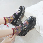 Women's Vintage Mary Janes Shoes Shallow Mouth Buckle Casual Platform Shoes