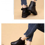 Women's Fashion Winter Boots Faux Leather Warm Ankle Boots Plush Wedge Boots with Warm Plush Lining