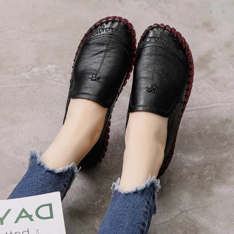 Women's Shoes Genuine Leather Loafers Casual Shoes Soft Comfortable Flats