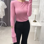 Sexy Thin Knit Sweater for Women Long Sleeve T-Shirt Slim Minimalist Stretchy Blouse Pullover Top