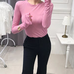 Sexy Thin Knit Sweater for Women Long Sleeve T-Shirt Slim Minimalist Stretchy Blouse Pullover Top