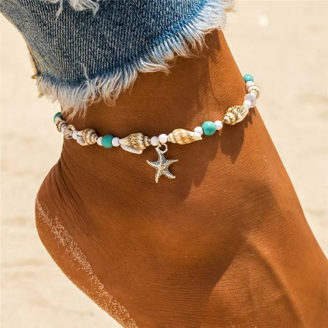 Anklet Women Shell Bead Starfish Beach Cute Handmade Bohemian Foot Chain Bracelet Summer Gift