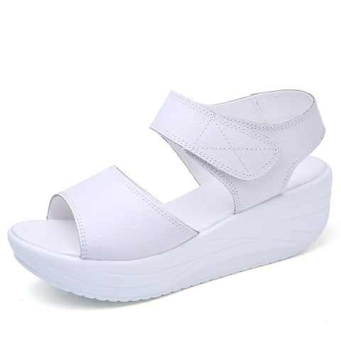 Platform Wedge Sandals Women Genuine Leather Casual Comfortable Summer Beach Vacation Fashion