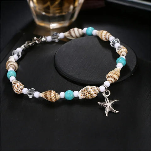 Anklet Women Shell Bead Starfish Beach Cute Handmade Bohemian Foot Chain Bracelet Summer Gift