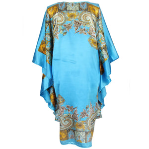 Women's Plus Size Silk Rayon Robe Bath Gown Nightgown Satin Casual Home Dress Printed Loose  Nightwear Bathrobe