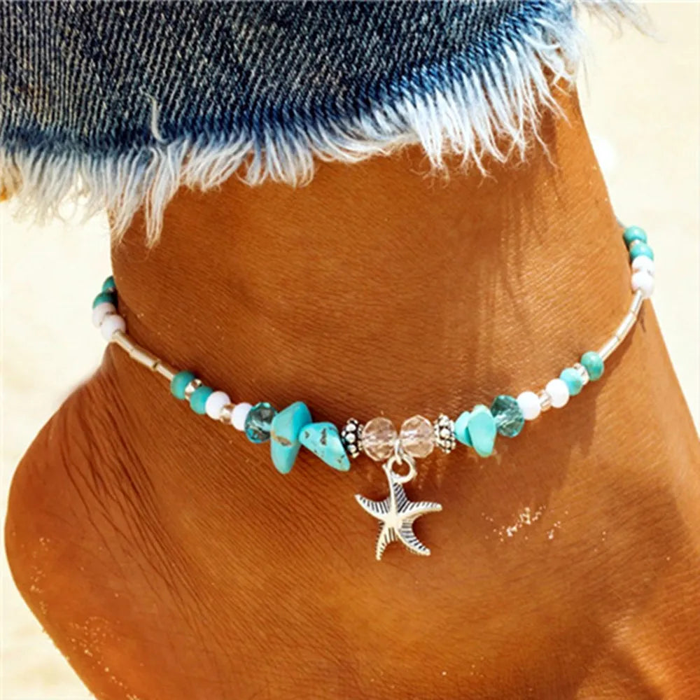 Shell Beads Starfish Anklets for Women Beach Anklet Cute Handmade Bohemian Foot Chain Bracelet