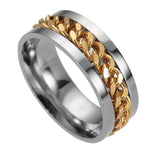 Titanium Rotatable Ring for Women Stainless Steel Grooved Edge Charming Link Chain Promise Wedding Ring Gift For Lover