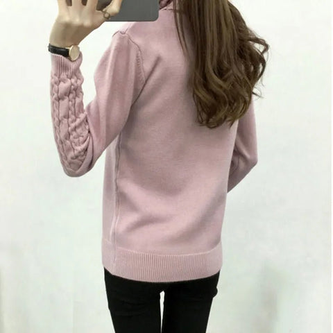 Turtleneck Sweater Women Thick Warm Knit Long Sleeve Pullover Cozy Casual Winter Fashion Top