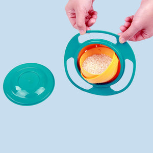 Universal Baby Gyro Rotating Bowl Magic 360° Rotating Spill Proof Bowl With Lid Baby Feeding Bowl