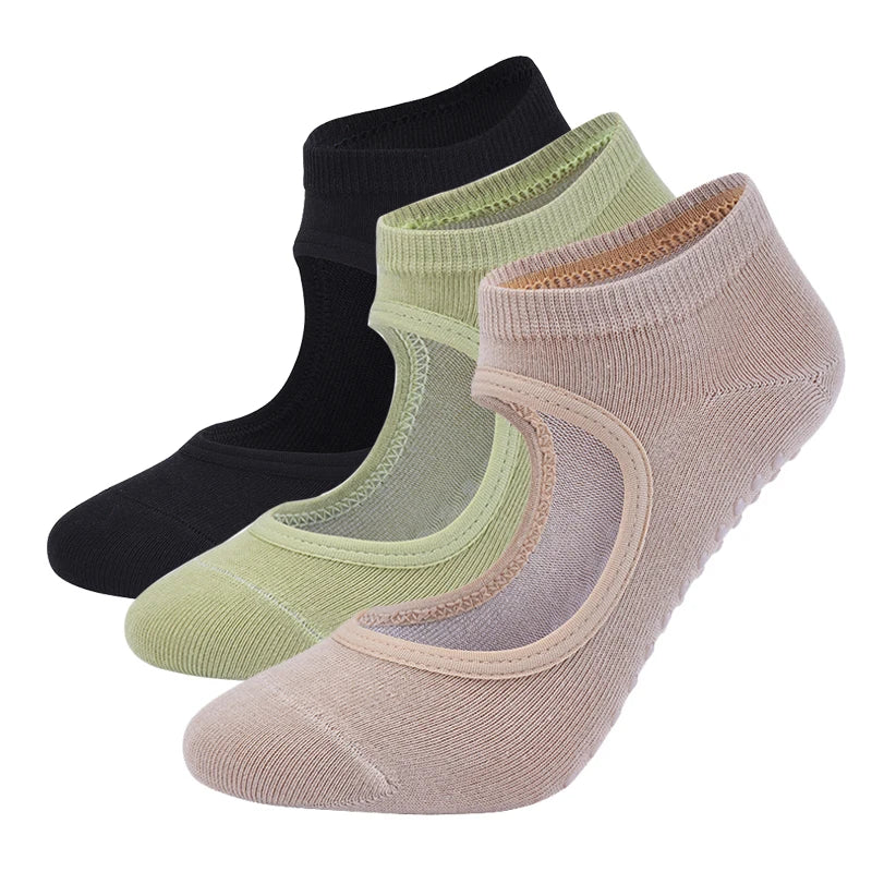 Women's Pilates Socks High Quality Anti-Slip Breathable Backless Yoga Socks Ankle Ballet Dance Sports Socks for Fitness Gym
