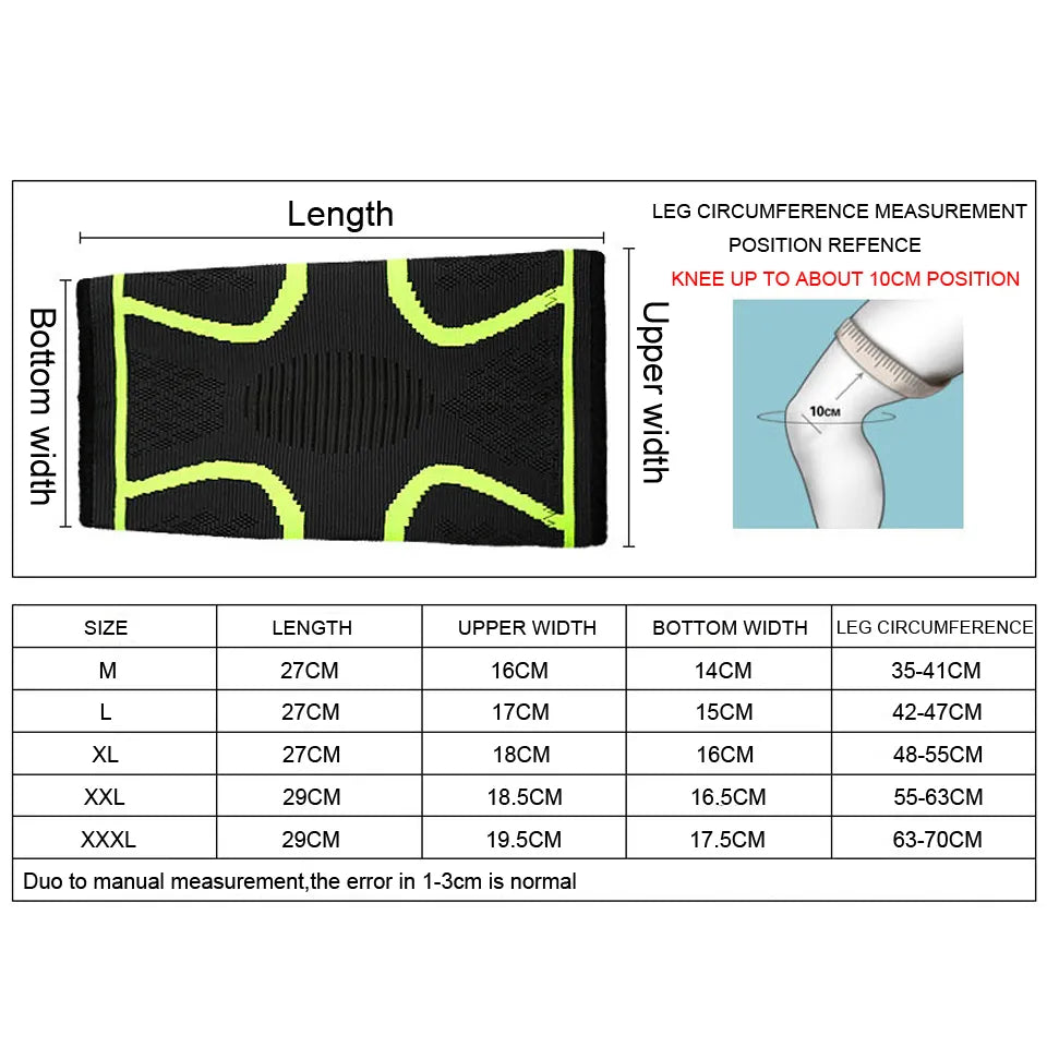 Knee Support Brace Fitness Running Cycling Elastic Nylon Sport Compression Knee Pad Brace for Basketball Volleyball, etc.