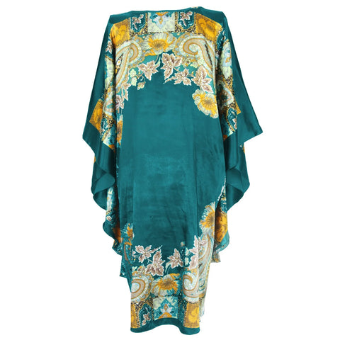 Robe Women Plus Size Silk Satin Rayon Printed Loose Casual Home Bath Gown Nightwear Bathrobe